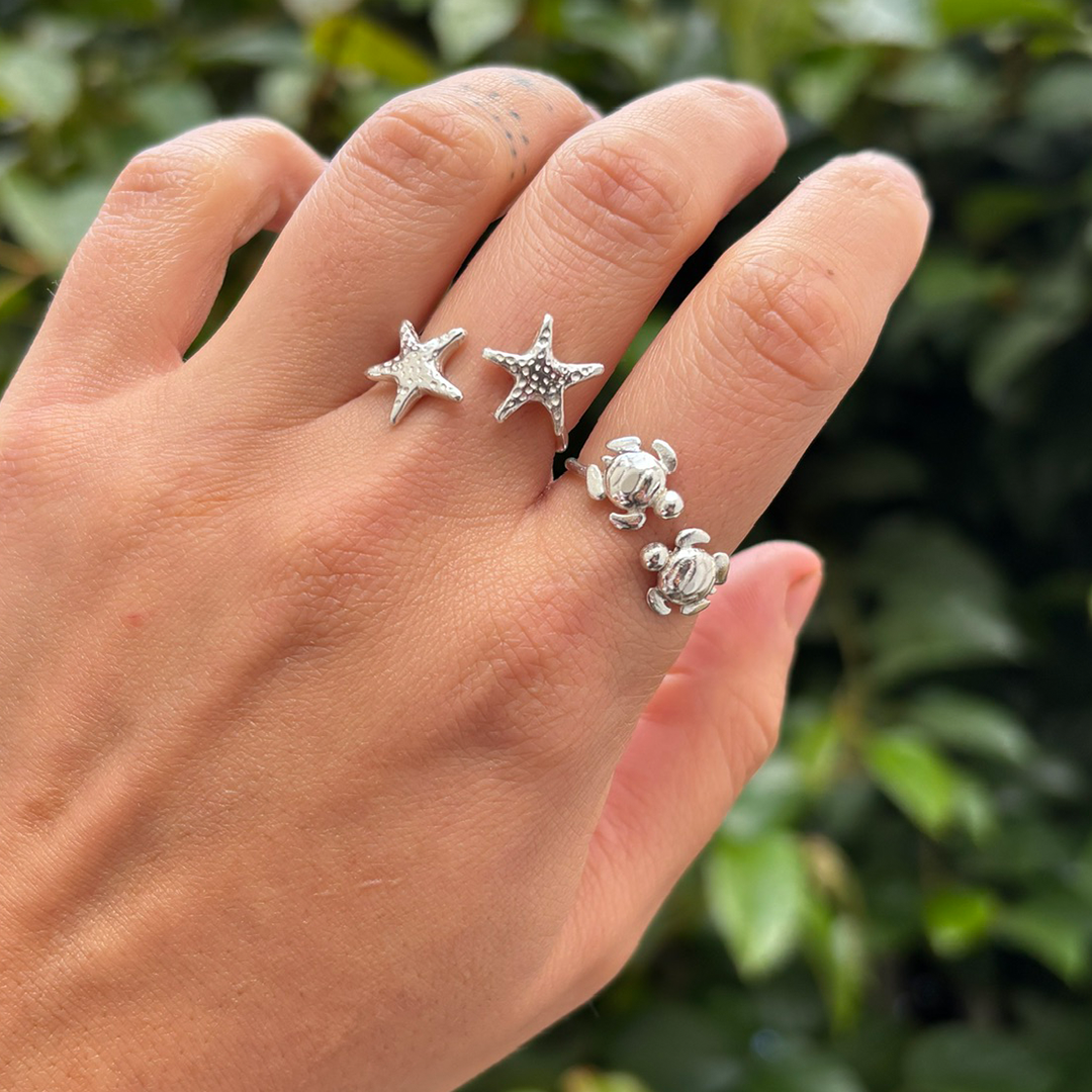 Anillo doble estrella tortuga