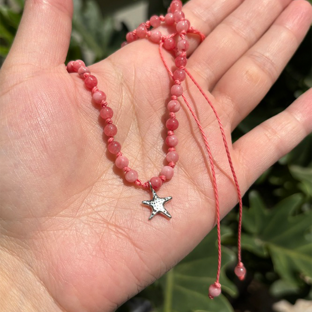 Collar estrella de mar con jade rosa